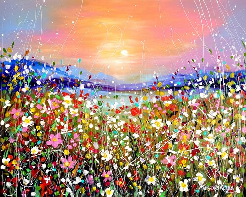 Landscape with flowers di Aliaksandra Tsesarskaya, Pittura in vendita su Singulart
