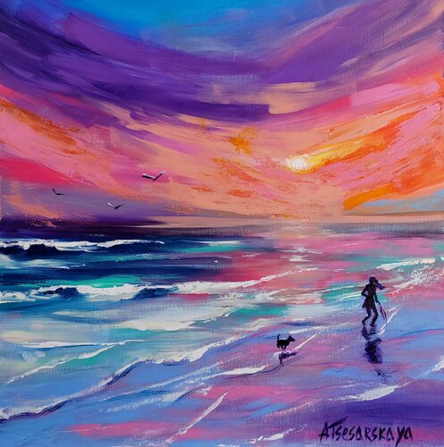 Summer. Beach. Dog - seascape Aliaksandra Tsesarskaya