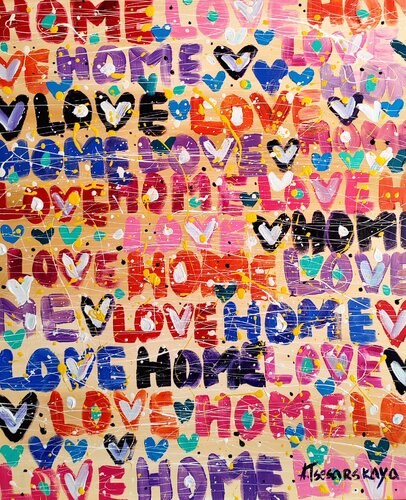 Home sweet home - colorful abstract painting von Aliaksandra Tsesarskaya, Malerei kaufen auf Singulart