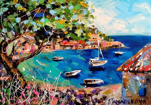 Summer air - colorful landscapes di Aliaksandra Tsesarskaya, Pittura in vendita su Singulart