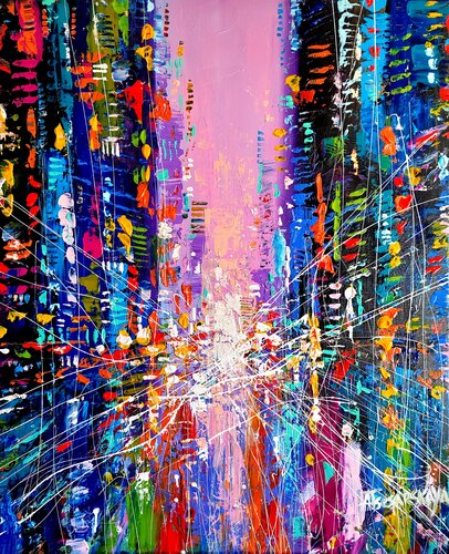City of millions color's - colorful cityscape von Aliaksandra Tsesarskaya, Malerei kaufen auf Singulart