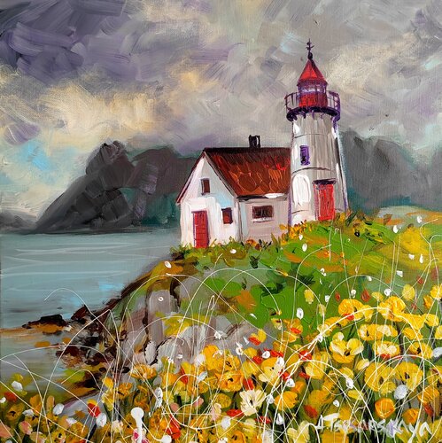 Landscape with Lighthouse par Aliaksandra Tsesarskaya, Peinture en vente sur Singulart