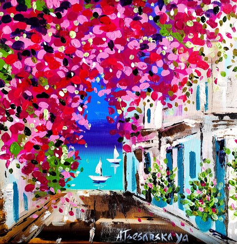 Greece street von Aliaksandra Tsesarskaya, Malerei kaufen auf Singulart