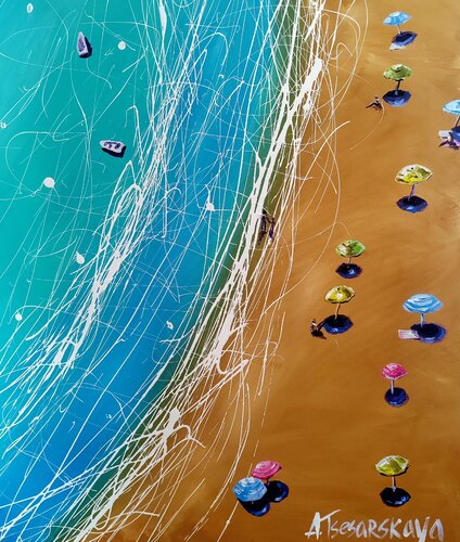 The calm - seascape, beach von Aliaksandra Tsesarskaya, Malerei kaufen auf Singulart