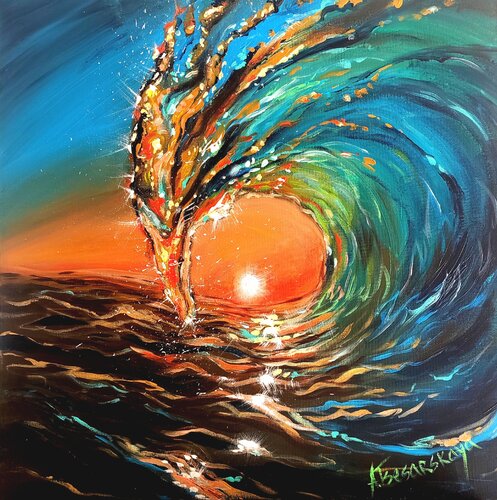 Wave - summer seascape par Aliaksandra Tsesarskaya, Peinture en vente sur Singulart
