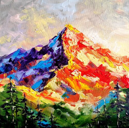Landscape with mountain by Aliaksandra Tsesarskaya, Painting for Sale on Singulart