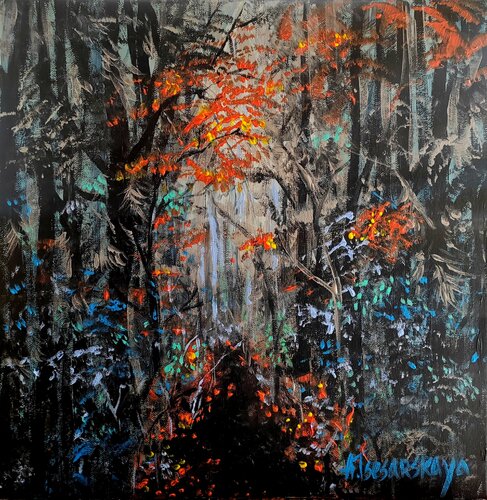 November forest - colorful abstract painting Aliaksandra Tsesarskaya