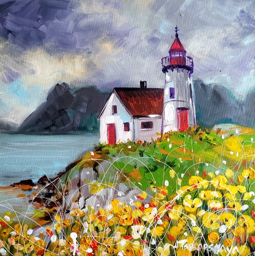 Landscape with lighthouse by Aliaksandra Tsesarskaya, Painting for Sale on Singulart