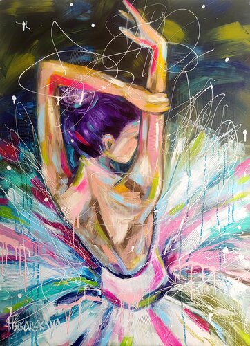 Ballerina - colorful portrait woman von Aliaksandra Tsesarskaya, Malerei kaufen auf Singulart