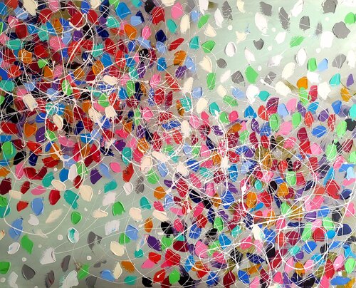 Spring vibe - colorful abstract painting par Aliaksandra Tsesarskaya, Peinture en vente sur Singulart