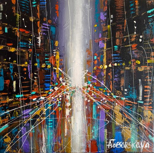 Urban landscape - colorful New York cityscape von Aliaksandra Tsesarskaya, Malerei kaufen auf Singulart