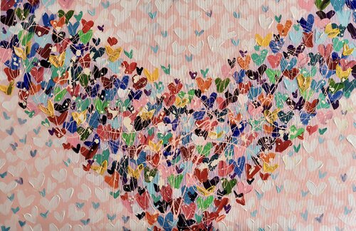Love- Colorful heards , abstract painting par Aliaksandra Tsesarskaya, Peinture en vente sur Singulart