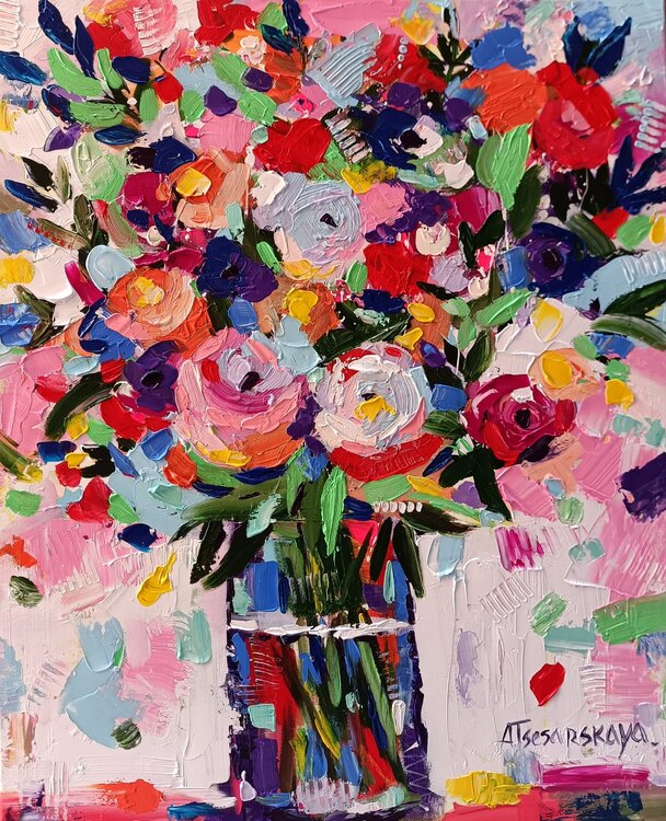 Abstract flowers in vase Aliaksandra Tsesarskaya