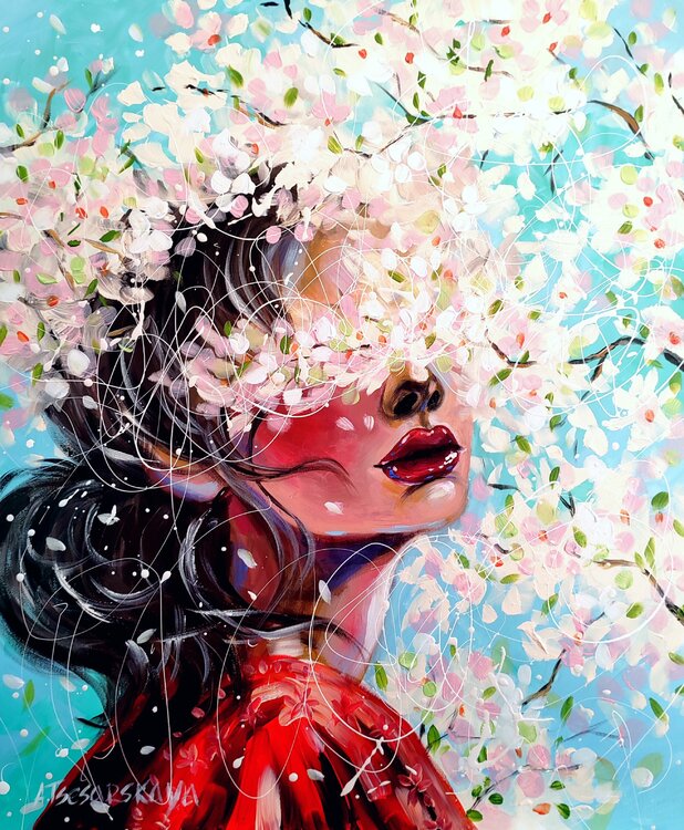 Sakura Blooming - portrait woman with flowers Aliaksandra Tsesarskaya