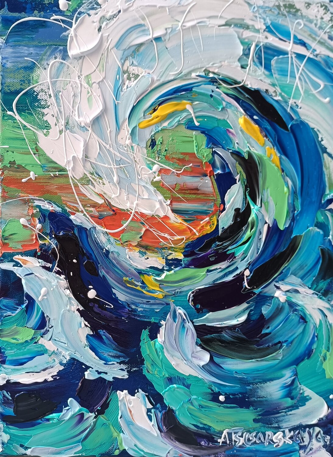 Wave - textured wave painting Aliaksandra Tsesarskaya