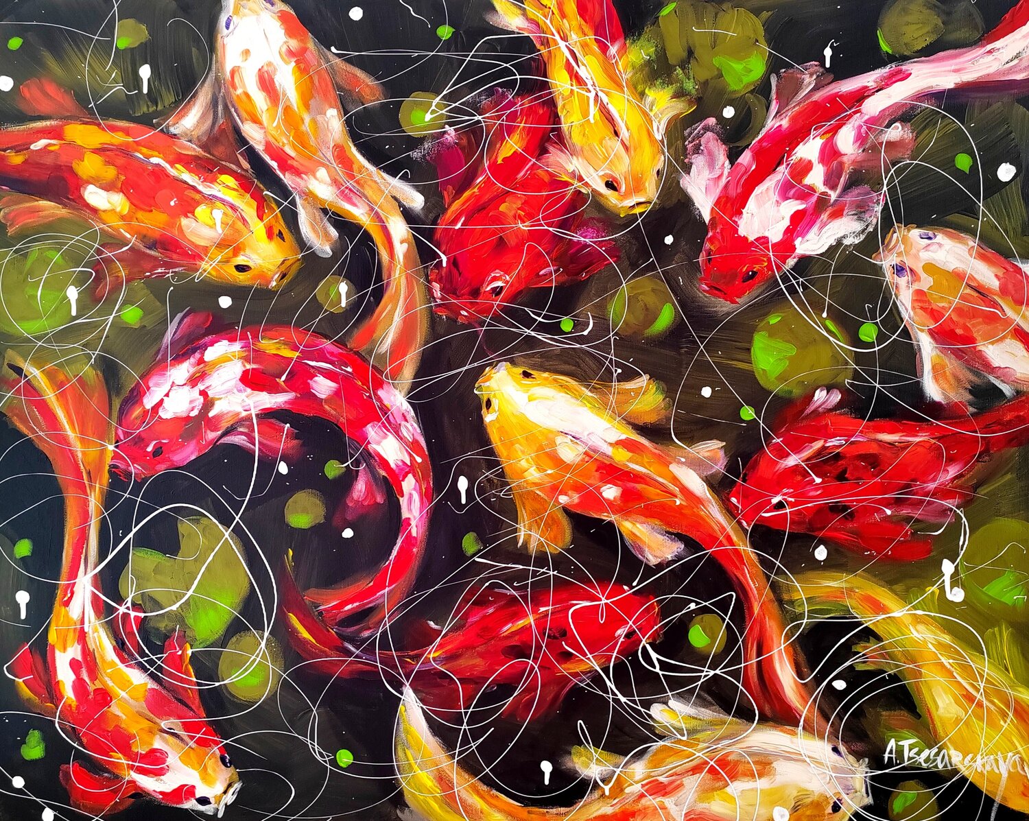 Koi fish in lake Aliaksandra Tsesarskaya