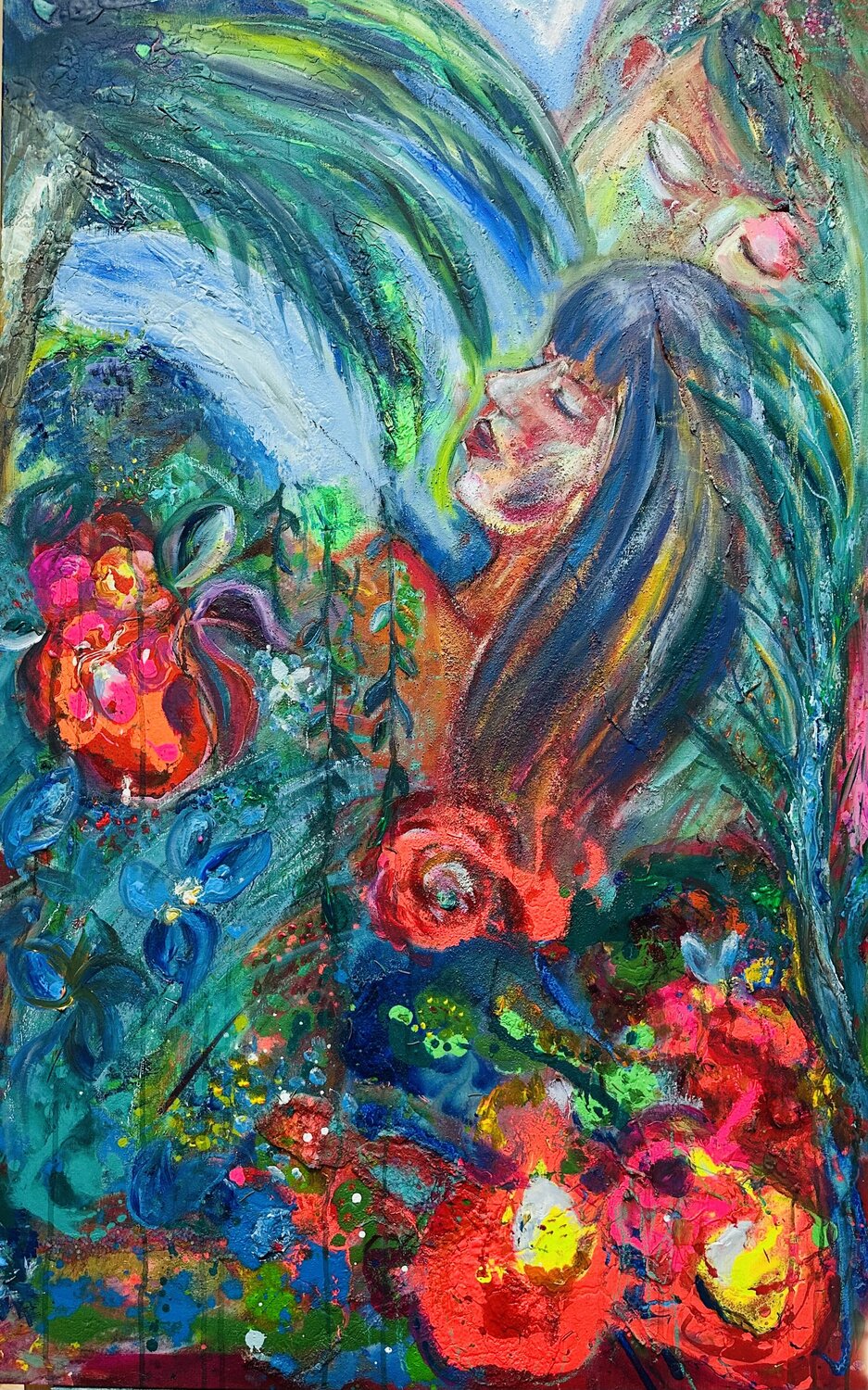 LOVE. NO WAR - HAPPY LOVERS GARDEN NICOLE JUTKA Originalgemälde zu verkaufen