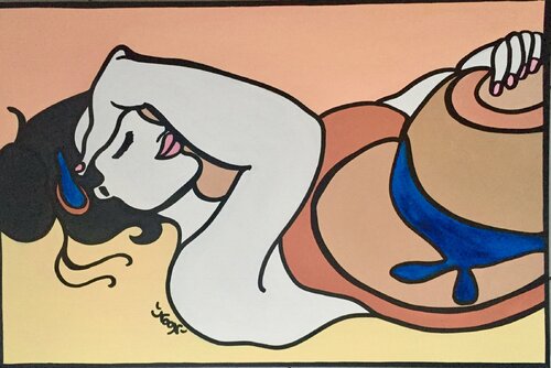 SUNBATHING von Anouck Jourdaa, Malerei kaufen auf Singulart