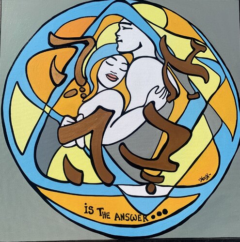 LOVE IS THE ANSWER (Hebrew) von Anouck Jourdaa, Malerei kaufen auf Singulart