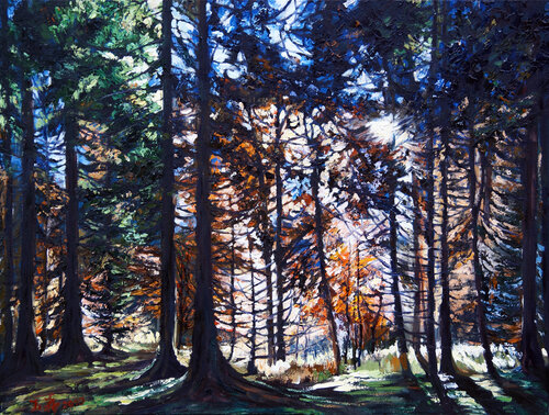 Fall In The Woods van Li Tellenbach-Guo, Schilderij te koop op Singulart
