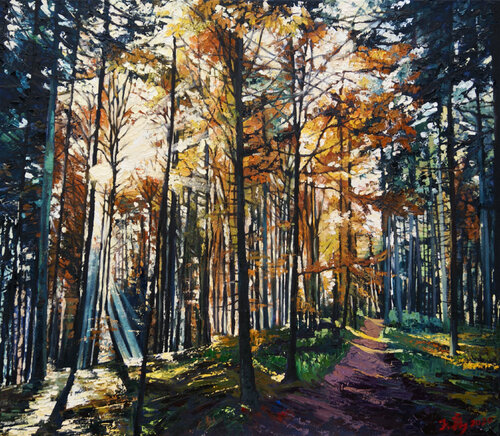 Fall In The Woods 2 par Li Tellenbach-Guo, Peinture en vente sur Singulart