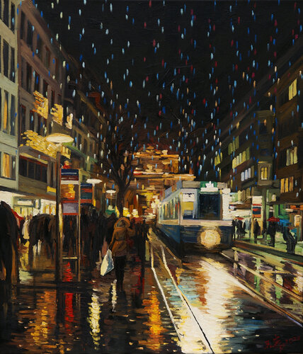 Evening Rain In Zurich 2 par Li Tellenbach-Guo, Peinture en vente sur Singulart