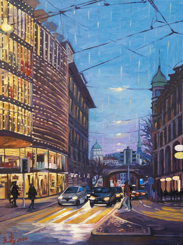 The New, The Old And The Mountains par Li Tellenbach-Guo, Peinture en vente sur Singulart