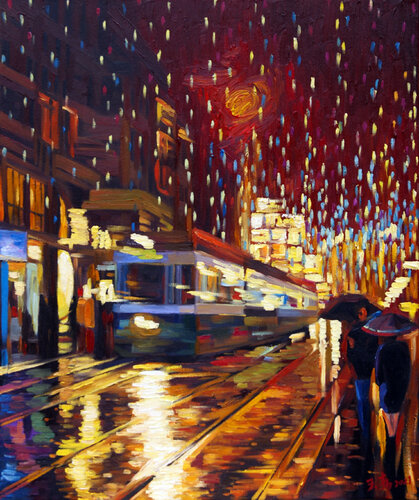 Under The Red Sky Of Zurich par Li Tellenbach-Guo, Peinture en vente sur Singulart