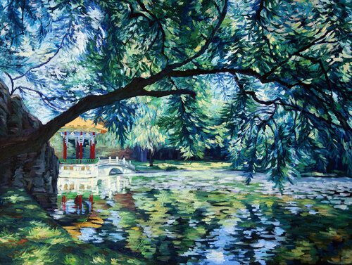 Summer In China Garden by Li Tellenbach-Guo, Painting for Sale on Singulart