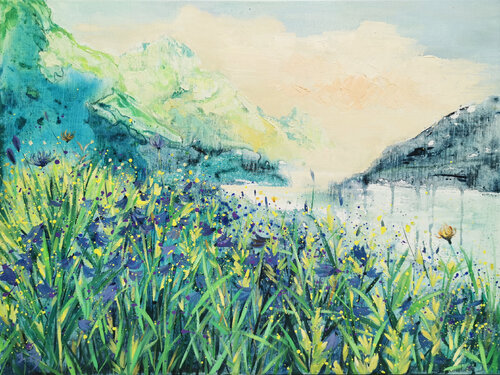Summer In The Swiss Alps van Li Tellenbach-Guo, Schilderij te koop op Singulart