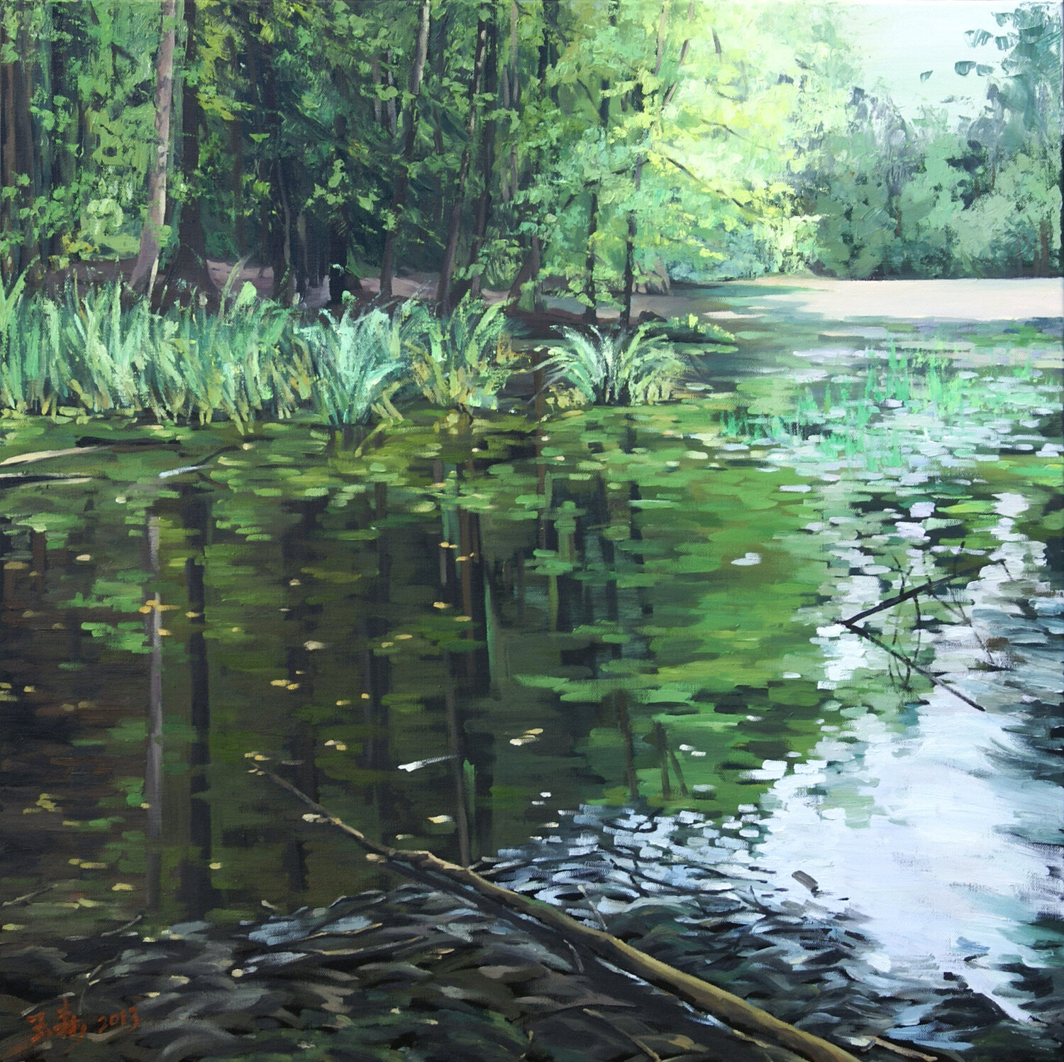 Summer In The Woods Li Tellenbach-Guo Dipinto originale in vendita