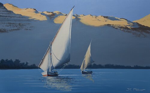Un soir à Eléphantine van Jean-Claude Pallier, Schilderij te koop op Singulart