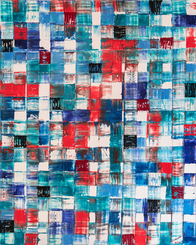 ZEN2201 (turquoise tiles) van Anando Arnold, Schilderij te koop op Singulart