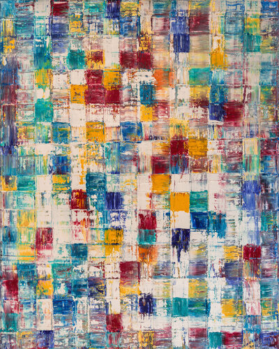 ZEN 2022 (yellow and turquoise tiles) van Anando Arnold, Schilderij te koop op Singulart
