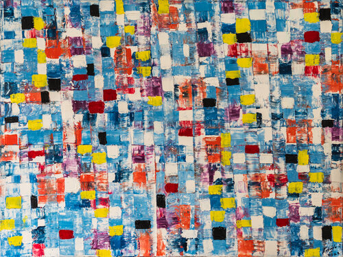Zen 2219- "blue and yellow tiles" van Anando Arnold, Schilderij te koop op Singulart