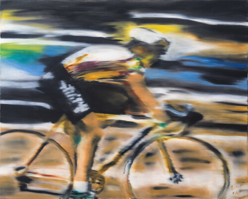 Cyclist by Anando Arnold, Painting for Sale on Singulart