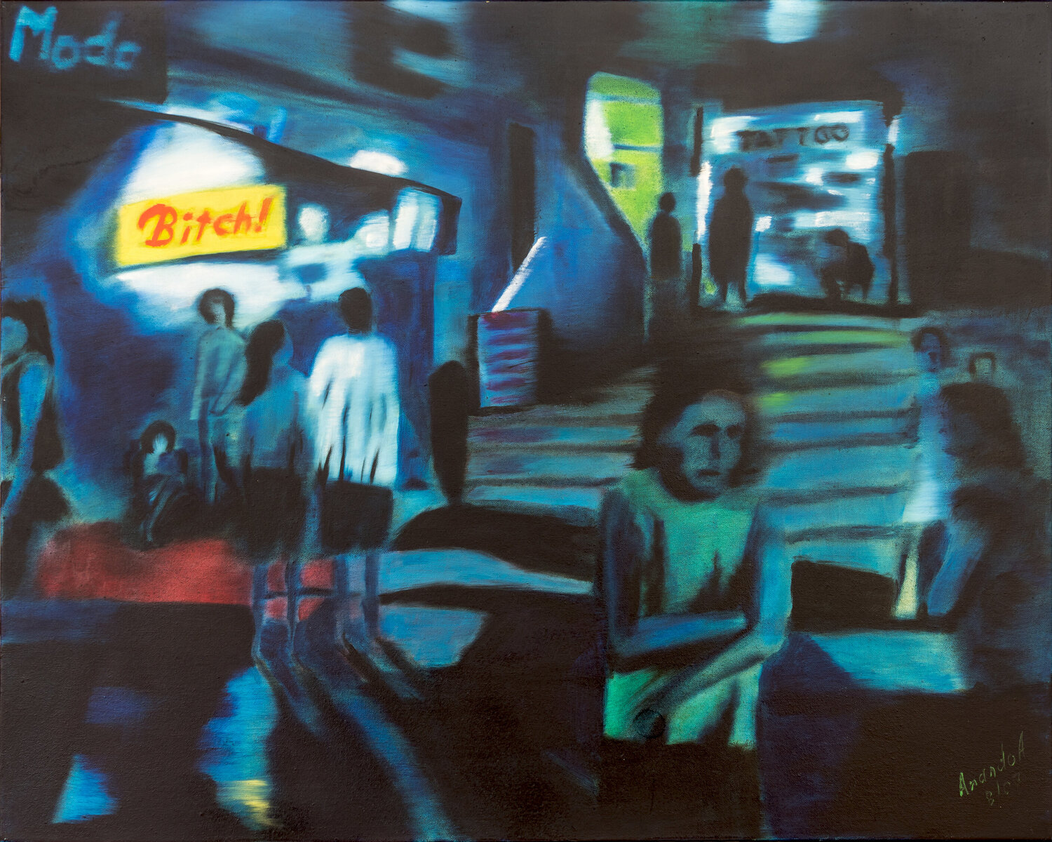 Old Town of Ibiza by Night Anando Arnold Originalgemälde zu verkaufen