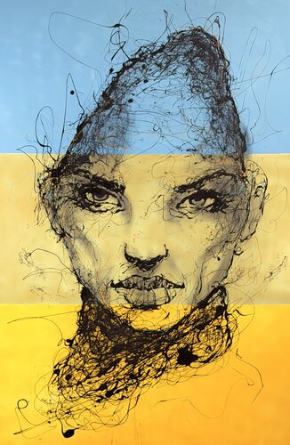 Title: Radiant Divide, Drip on 100*150 cm canvas, by: Ole Hedeager van Ole Hedeager, Schilderij te koop op Singulart