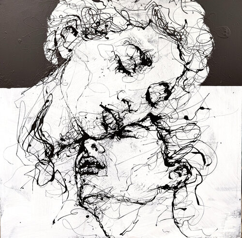 Title: So strange, Drip on 100*100 cm canvas by Ole Hedeager, Painting for Sale on Singulart