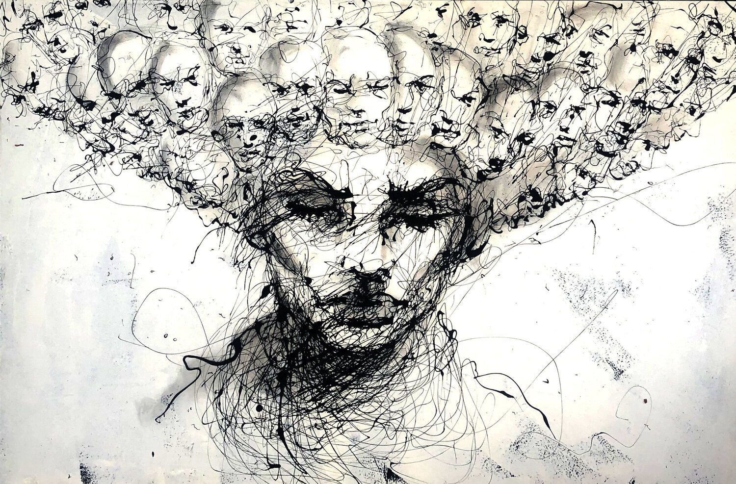 Title: The Weight of Thought. Drip on 150*100 cm canvas Ole Hedeager Originalgemälde zu verkaufen