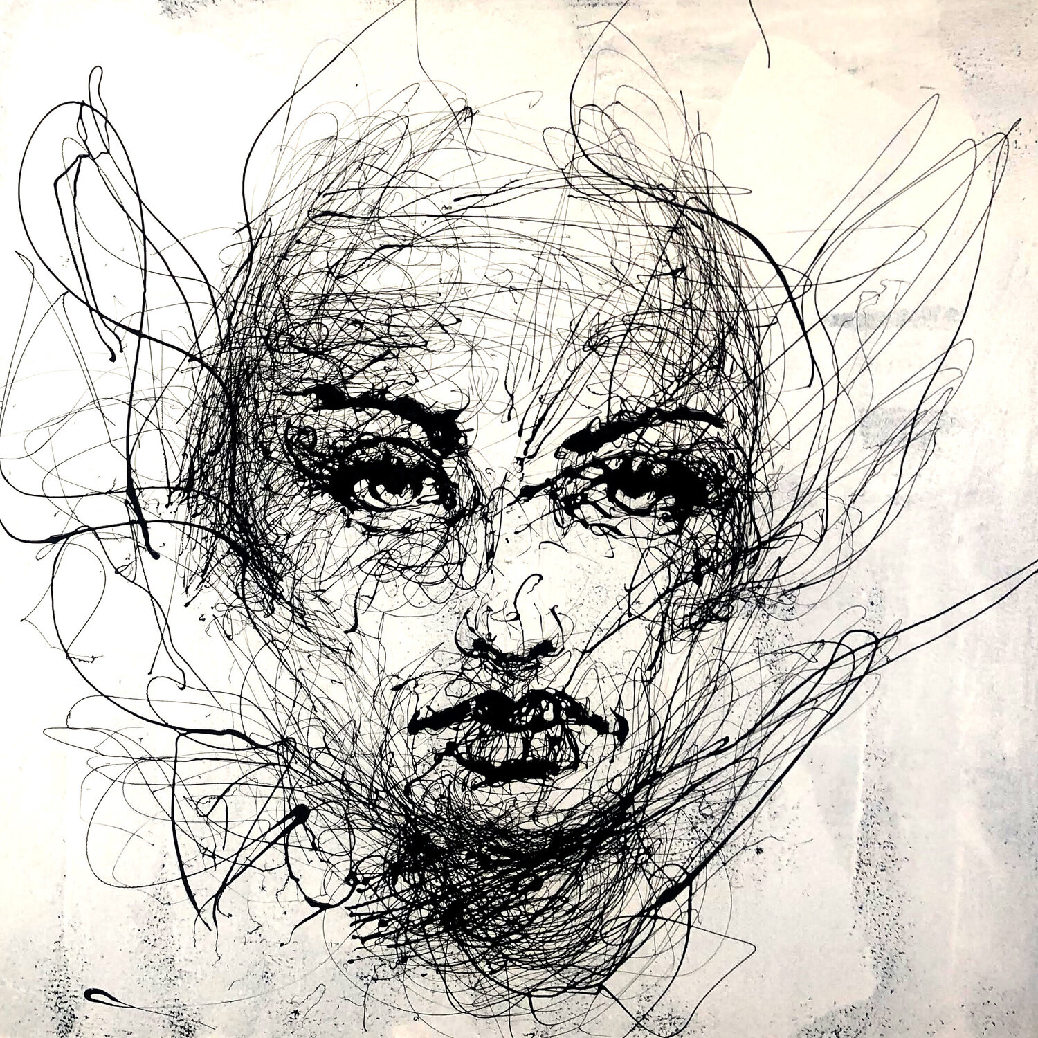 Title: Unfiltered Mind, Drippainting on 100*100 cm canvas Ole Hedeager