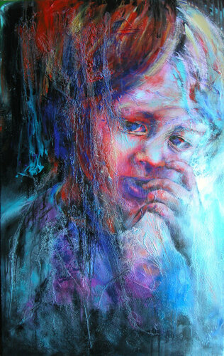 Enfant contemplatif di Michèle Loussouarn, Pittura in vendita su Singulart