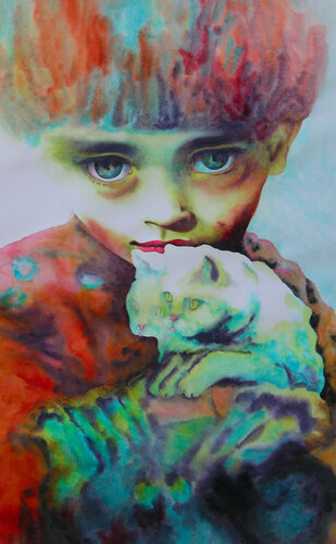 Sois sage le chat ! by Michèle Loussouarn, Work on Paper for Sale on Singulart