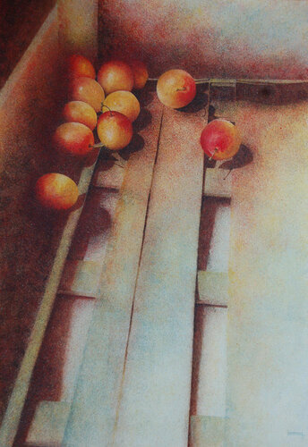 Les mirabelles au fond de la cagette de Michèle Loussouarn, Pintura a la venta en Singulart