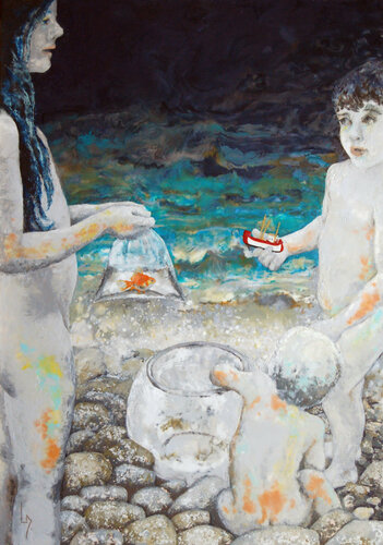La mise en aquarium von Michèle Loussouarn, Malerei kaufen auf Singulart