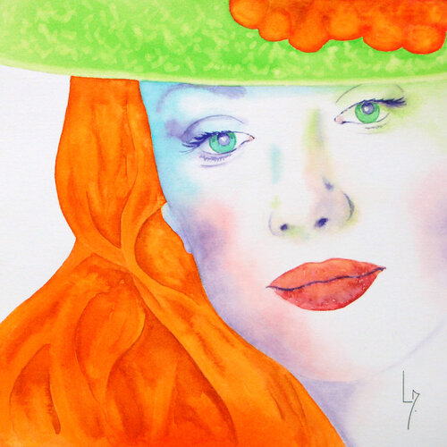 Portrait d'une femme rousse di Michèle Loussouarn, Opera su carta in vendita su Singulart