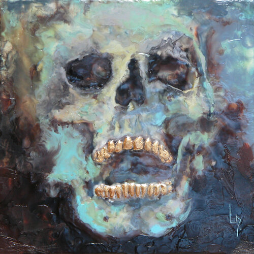 Crâne aux dents dorées par Michèle Loussouarn, Peinture en vente sur Singulart