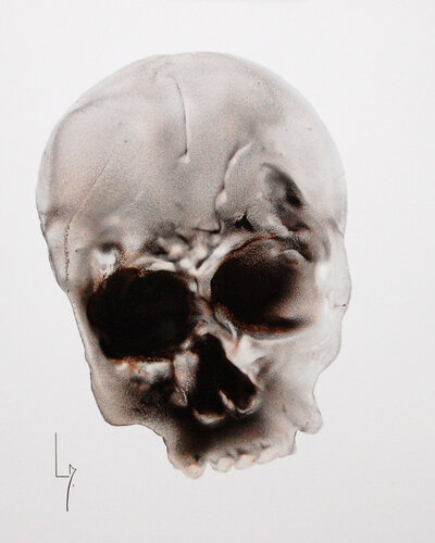 Crâne gris et or par Michèle Loussouarn, Peinture en vente sur Singulart