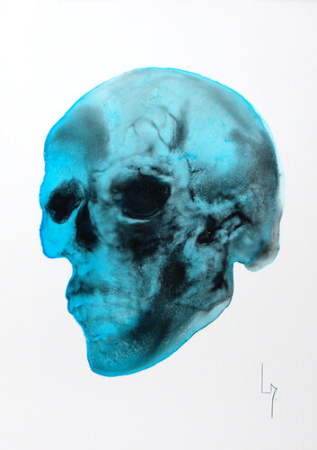 Crâne bleu von Michèle Loussouarn, Werk auf Papier kaufen auf Singulart