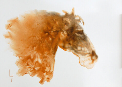 Tête de cheval or di Michèle Loussouarn, Opera su carta in vendita su Singulart